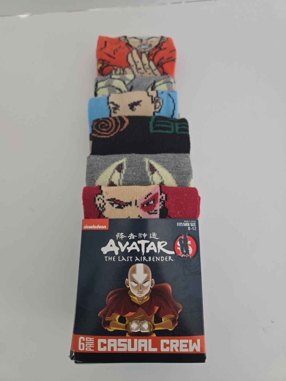 Avatar The Last Airbender 6 Pack Pair Casual Crew Socks Bioworld Shoe Size 8-12